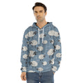 Happy Sheep Pattern Print Men's Velvet Pullover Hoodie