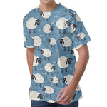 Happy Sheep Pattern Print Men's Velvet T-Shirt