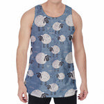 Happy Sheep Pattern Print Men's Velvet Tank Top