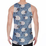 Happy Sheep Pattern Print Men's Velvet Tank Top