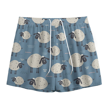 Happy Sheep Pattern Print Mesh Shorts