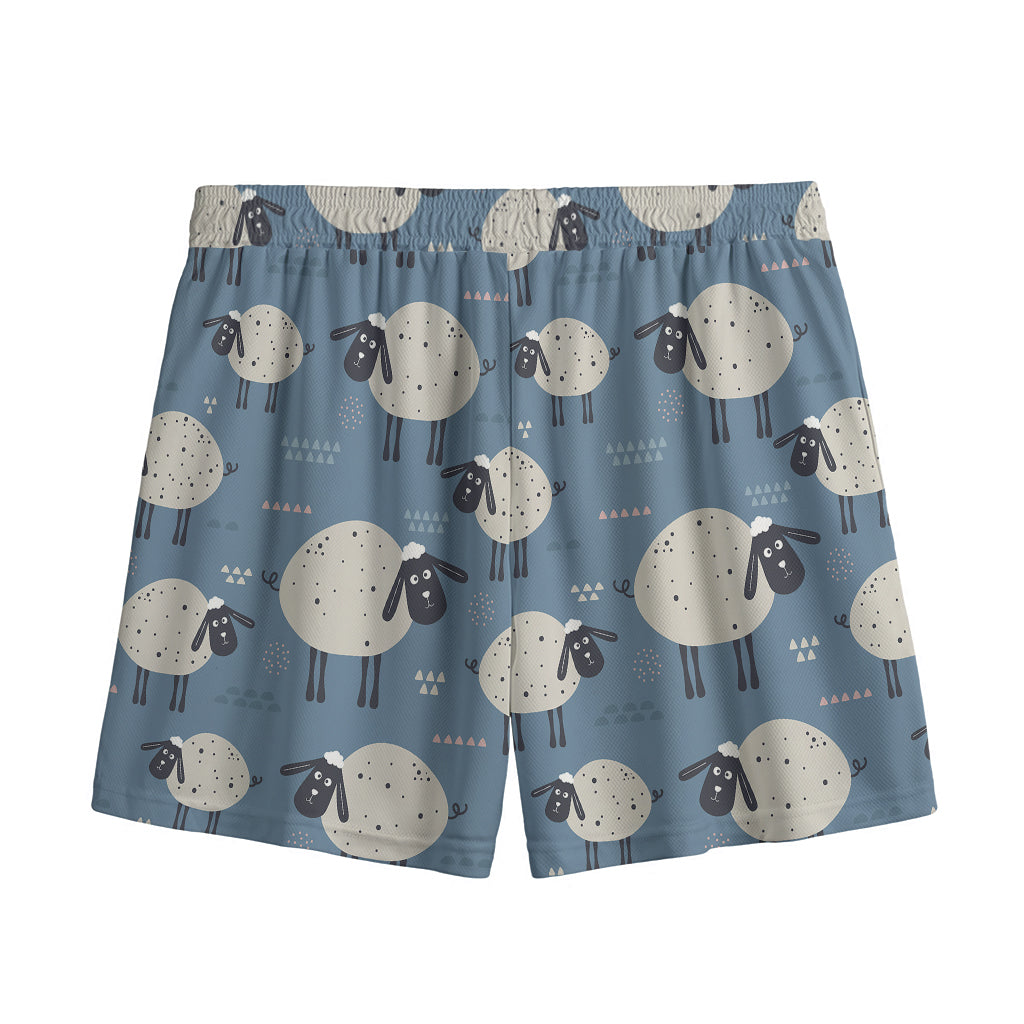 Happy Sheep Pattern Print Mesh Shorts