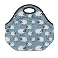 Happy Sheep Pattern Print Neoprene Lunch Bag