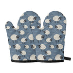 Happy Sheep Pattern Print Oven Mitts