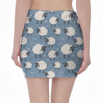 Happy Sheep Pattern Print Pencil Mini Skirt