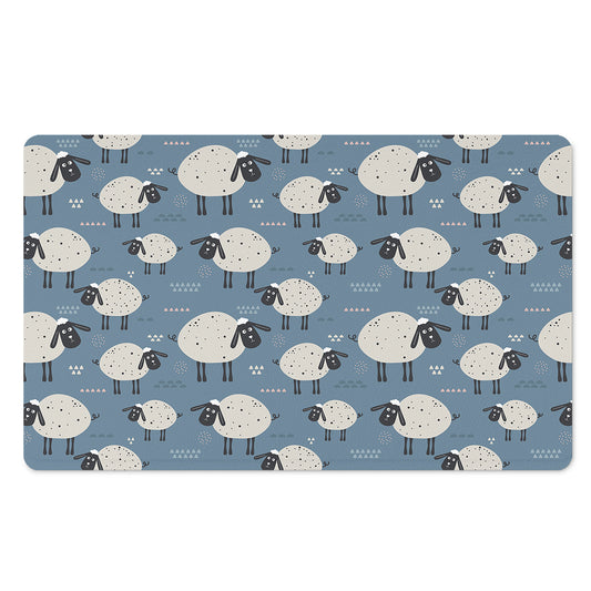 Happy Sheep Pattern Print Polyester Doormat