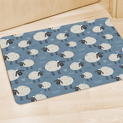 Happy Sheep Pattern Print Polyester Doormat