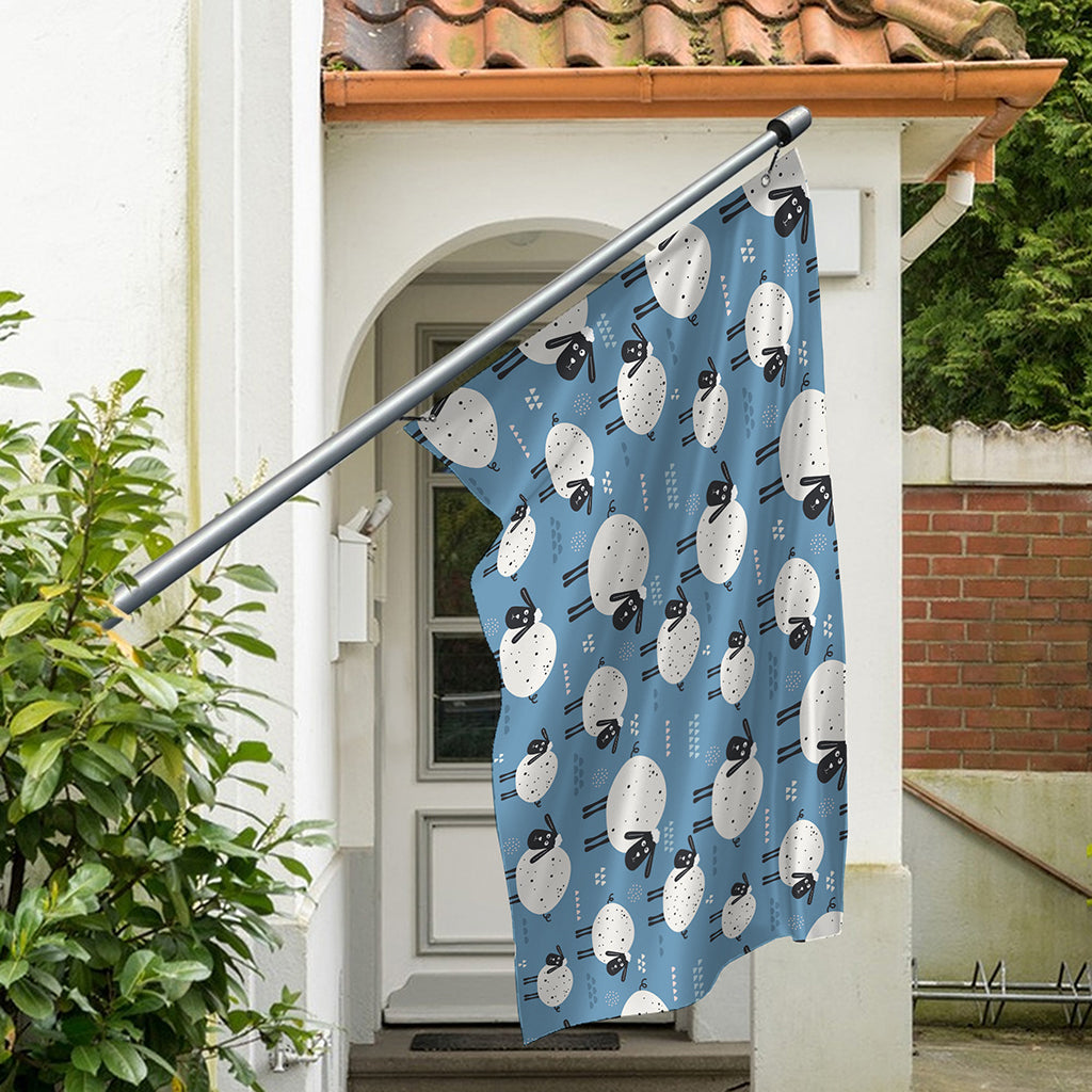 Happy Sheep Pattern Print Polyester Flag