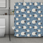 Happy Sheep Pattern Print Polyester Shower Curtain