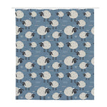 Happy Sheep Pattern Print Polyester Shower Curtain