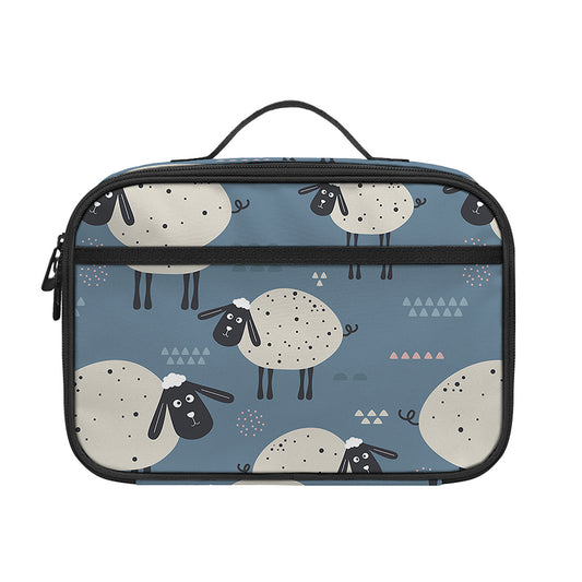 Happy Sheep Pattern Print Portable Lunch Bag