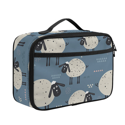 Happy Sheep Pattern Print Portable Lunch Bag