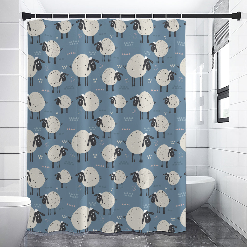 Happy Sheep Pattern Print Premium Shower Curtain