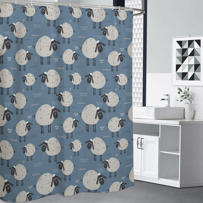 Happy Sheep Pattern Print Premium Shower Curtain