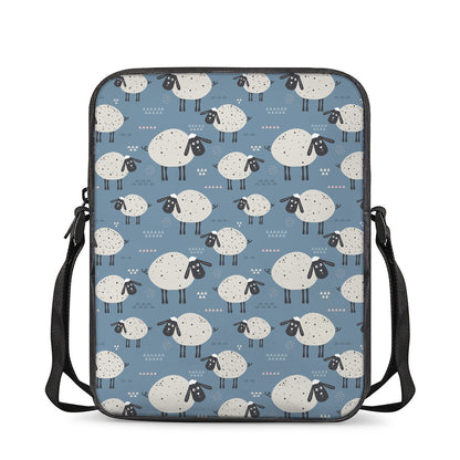 Happy Sheep Pattern Print Rectangular Crossbody Bag