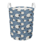 Happy Sheep Pattern Print Round Laundry Basket