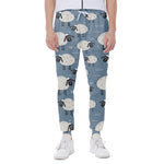 Happy Sheep Pattern Print Scuba Joggers
