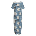Happy Sheep Pattern Print Short Sleeve Long Nightdress