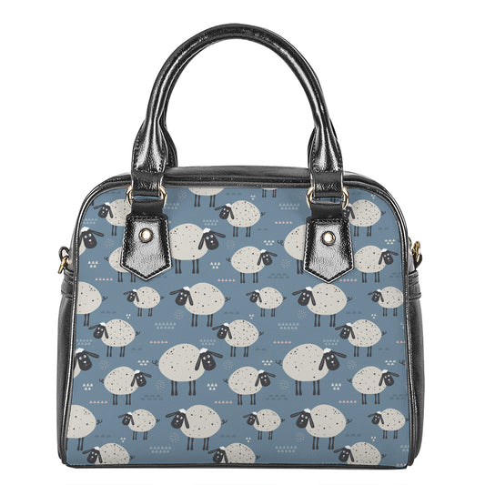 Happy Sheep Pattern Print Shoulder Handbag