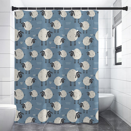 Happy Sheep Pattern Print Shower Curtain