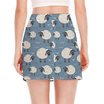 Happy Sheep Pattern Print Side Slit Mini Skirt