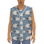 Happy Sheep Pattern Print Sleeveless Baseball Jersey