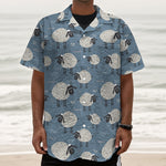 Happy Sheep Pattern Print Textured Short Sleeve Shirt