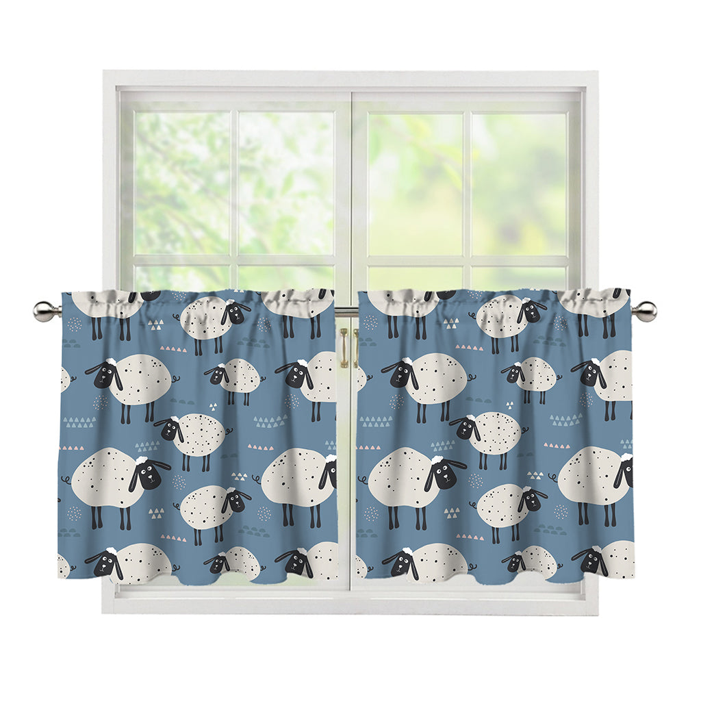 Happy Sheep Pattern Print Tier Curtains