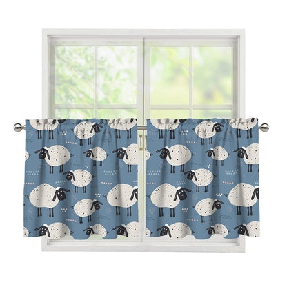 Happy Sheep Pattern Print Tier Curtains