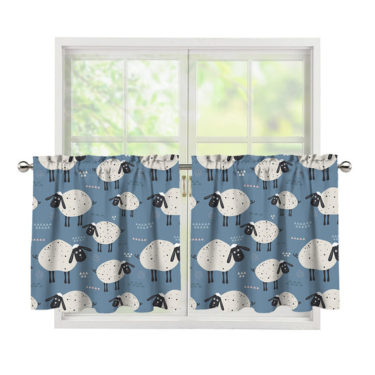 Happy Sheep Pattern Print Tier Curtains