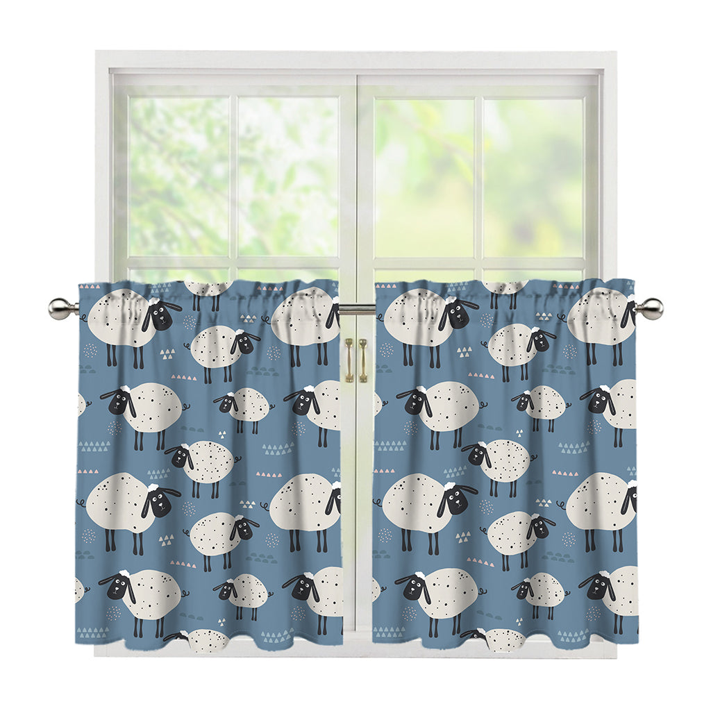 Happy Sheep Pattern Print Tier Curtains