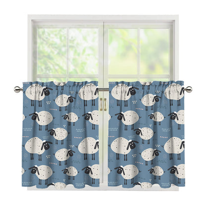 Happy Sheep Pattern Print Tier Curtains