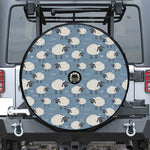 Happy Sheep Pattern Print Tire Cover With Camera Hole