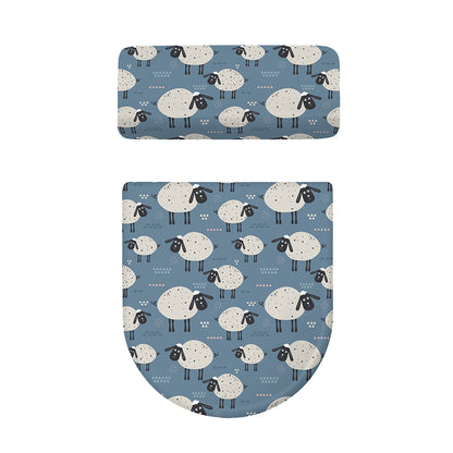 Happy Sheep Pattern Print Toilet Lid And Tank Cover Set