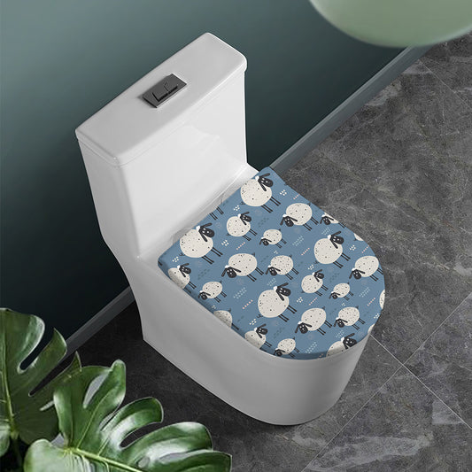 Happy Sheep Pattern Print Toilet Lid Cover