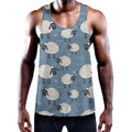 Happy Sheep Pattern Print Men's Workout Tank Top