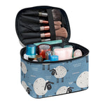 Happy Sheep Pattern Print Travel Makeup Bag