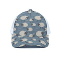 Happy Sheep Pattern Print White Mesh Trucker Hat