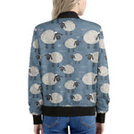 Happy Sheep Pattern Print Women's Bomber Jacket
