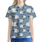 Happy Sheep Pattern Print Women's Polo Shirt