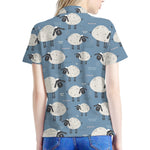Happy Sheep Pattern Print Women's Polo Shirt