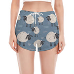 Happy Sheep Pattern Print Women's Split Running Shorts