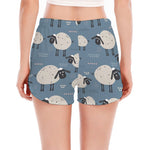 Happy Sheep Pattern Print Women's Split Running Shorts