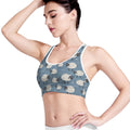 Happy Sheep Pattern Print Women's Sports Bra