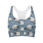 Happy Sheep Pattern Print Women's Sports Bra