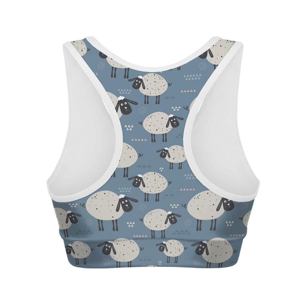 Happy Sheep Pattern Print Women's Sports Bra