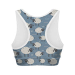 Happy Sheep Pattern Print Women's Sports Bra