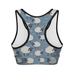 Happy Sheep Pattern Print Women's Sports Bra
