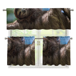 Happy Sloth Print 3 Piece Kitchen Curtains
