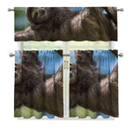 Happy Sloth Print 3 Piece Kitchen Curtains